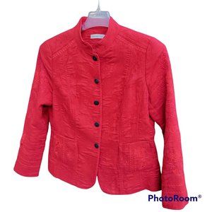 Coldwater Creek Red Embroidered Jacket Sz 12